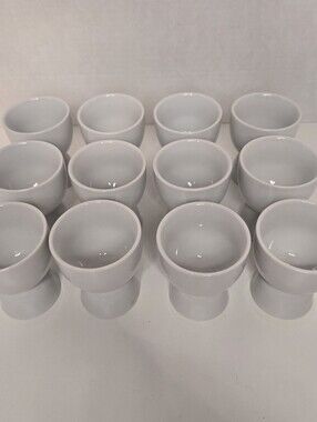 Set of 12 White Porcelain Double Egg Cups